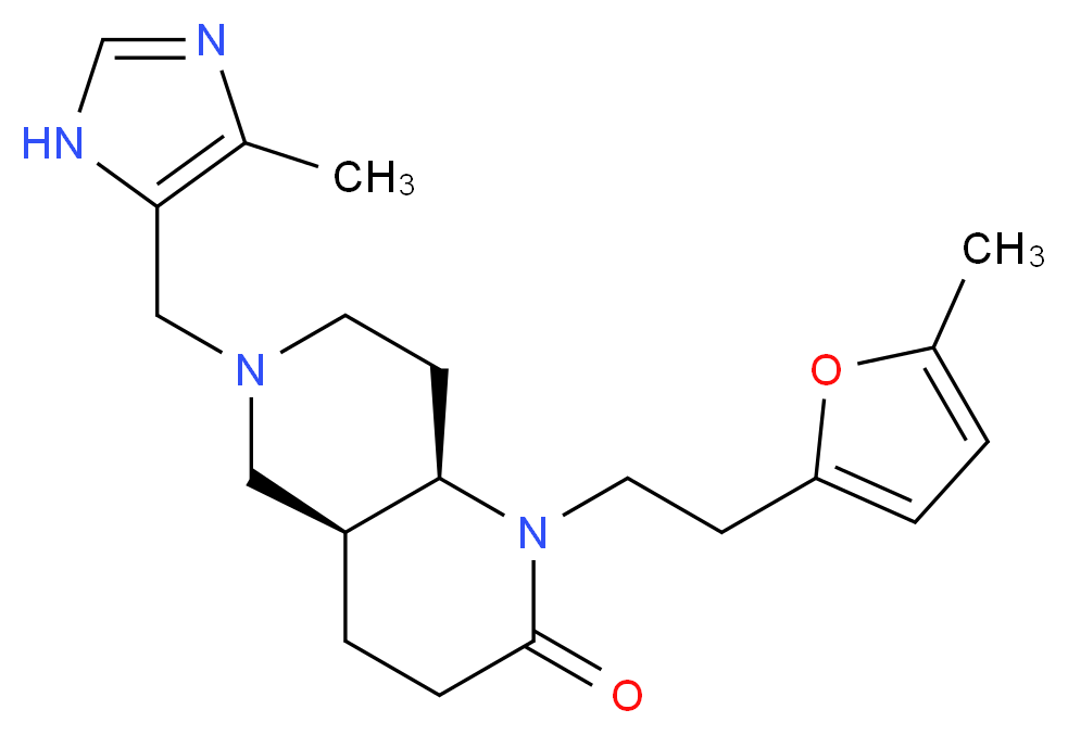 (4aS*,8aR*)-1-[2-(5-methyl-2-furyl)ethyl]-6-[(4-methyl-1H-imidazol-5-yl)methyl]octahydro-1,6-naphthyridin-2(1H)-one_分子结构_CAS_)