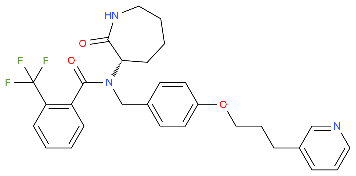 N-[(3S)-2-oxo-3-azepanyl]-N-{4-[3-(3-pyridinyl)propoxy]benzyl}-2-(trifluoromethyl)benzamide_分子结构_CAS_)