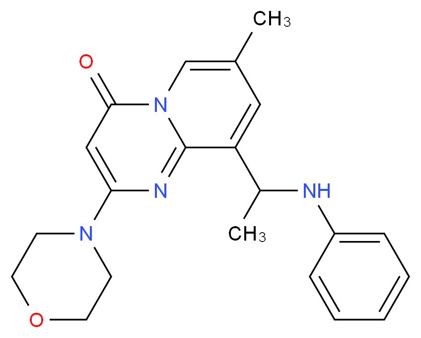 7-methyl-2-(morpholin-4-yl)-9-[1-(phenylamino)ethyl]-4H-pyrido[1,2-a]pyrimidin-4-one_分子结构_CAS_663619-89-4