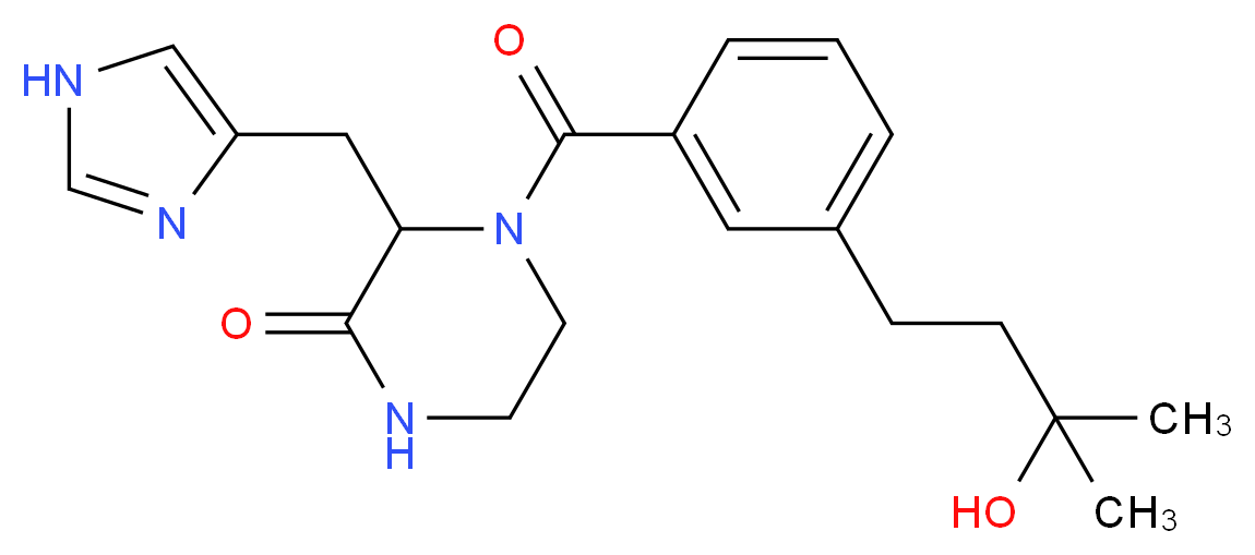 4-[3-(3-hydroxy-3-methylbutyl)benzoyl]-3-(1H-imidazol-4-ylmethyl)-2-piperazinone_分子结构_CAS_)