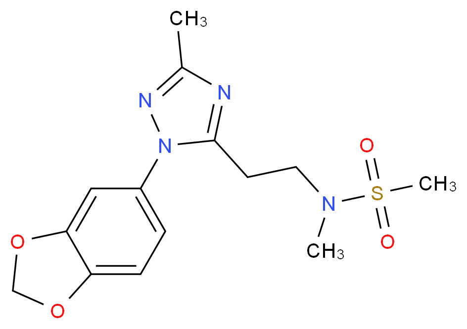 N-{2-[1-(1,3-benzodioxol-5-yl)-3-methyl-1H-1,2,4-triazol-5-yl]ethyl}-N-methylmethanesulfonamide_分子结构_CAS_)