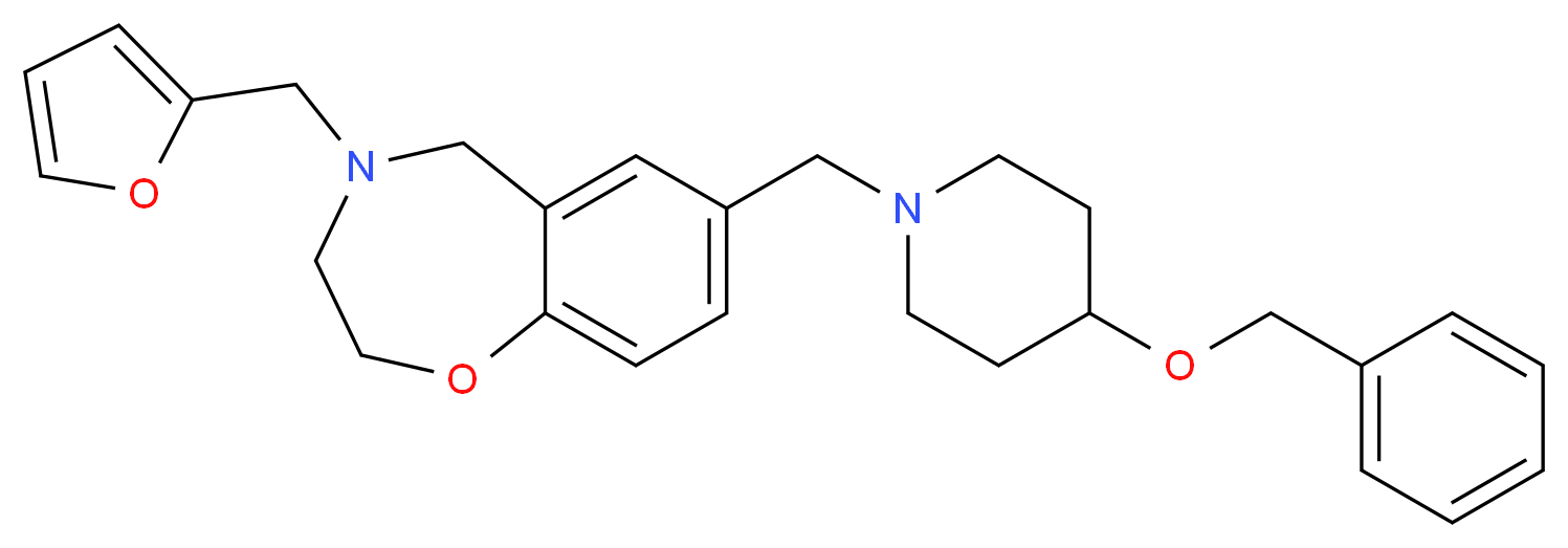 7-{[4-(benzyloxy)-1-piperidinyl]methyl}-4-(2-furylmethyl)-2,3,4,5-tetrahydro-1,4-benzoxazepine_分子结构_CAS_)