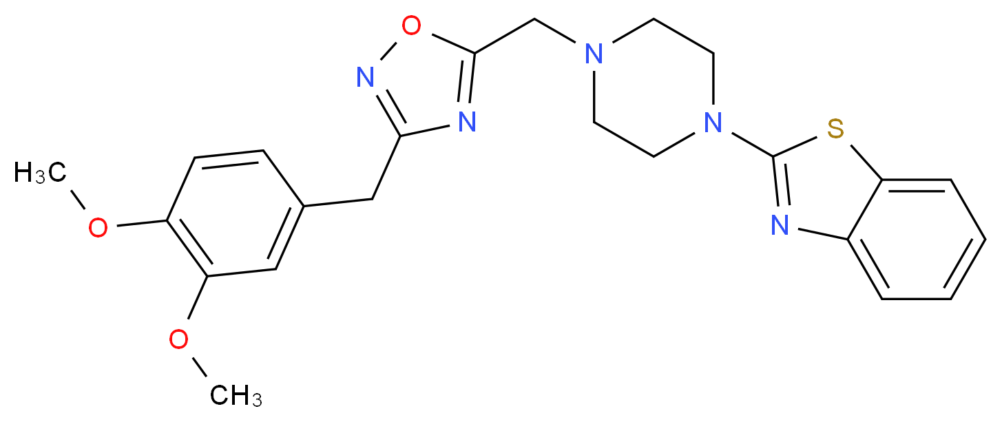 2-(4-{[3-(3,4-dimethoxybenzyl)-1,2,4-oxadiazol-5-yl]methyl}-1-piperazinyl)-1,3-benzothiazole_分子结构_CAS_)