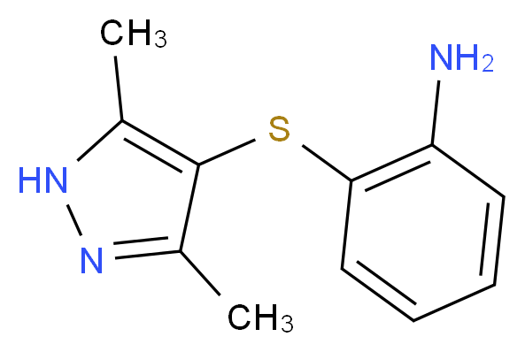 2-[(3,5-dimethyl-1H-pyrazol-4-yl)thio]aniline_分子结构_CAS_150536-99-5)