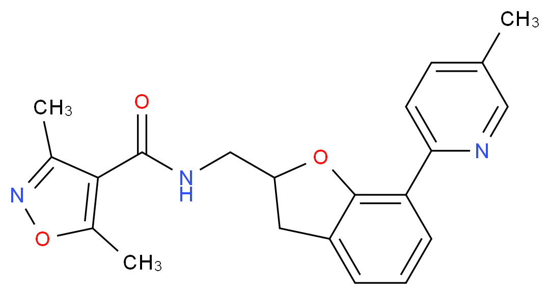 3,5-dimethyl-N-{[7-(5-methyl-2-pyridinyl)-2,3-dihydro-1-benzofuran-2-yl]methyl}-4-isoxazolecarboxamide_分子结构_CAS_)