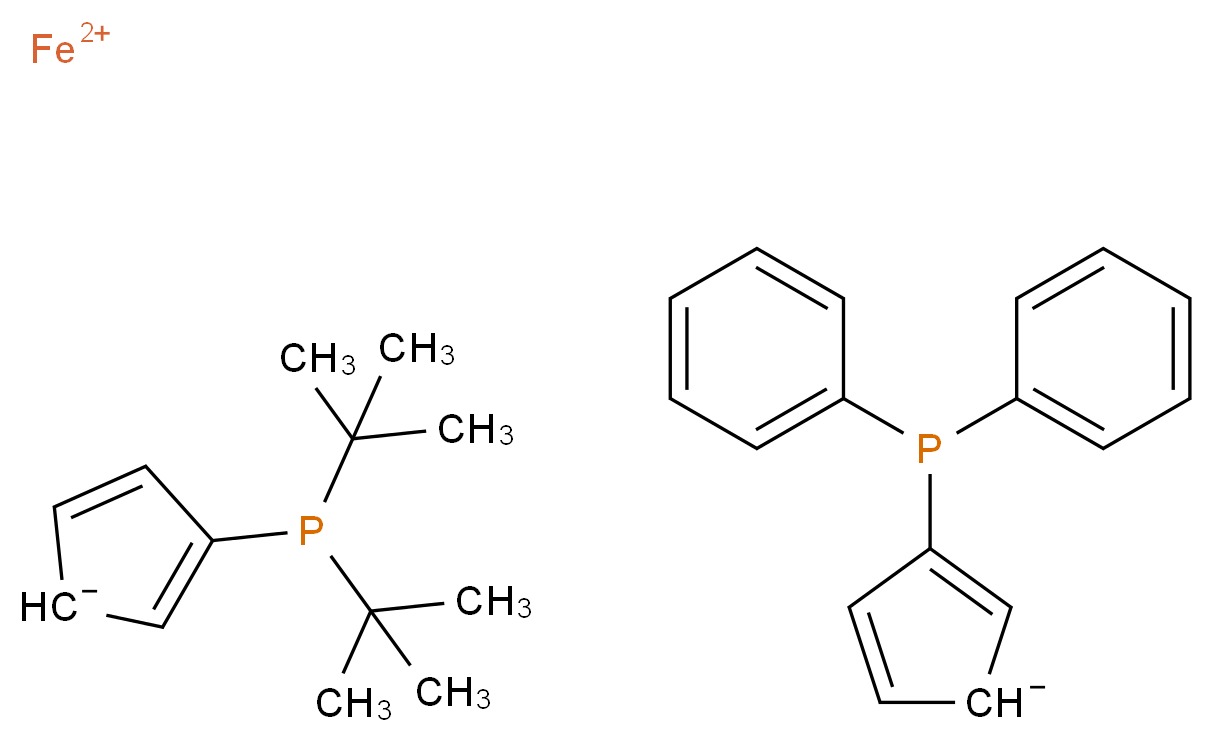 1-二苯基膦基-1′-(二叔丁基膦基)二茂铁_分子结构_CAS_95408-38-1)
