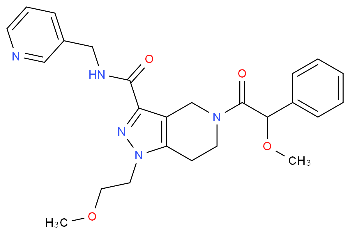 1-(2-methoxyethyl)-5-[methoxy(phenyl)acetyl]-N-(3-pyridinylmethyl)-4,5,6,7-tetrahydro-1H-pyrazolo[4,3-c]pyridine-3-carboxamide_分子结构_CAS_)