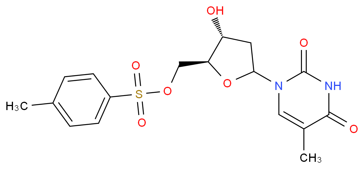 [(2S,3R)-3-hydroxy-5-(5-methyl-2,4-dioxo-1,2,3,4-tetrahydropyrimidin-1-yl)oxolan-2-yl]methyl 4-methylbenzene-1-sulfonate_分子结构_CAS_7253-19-2