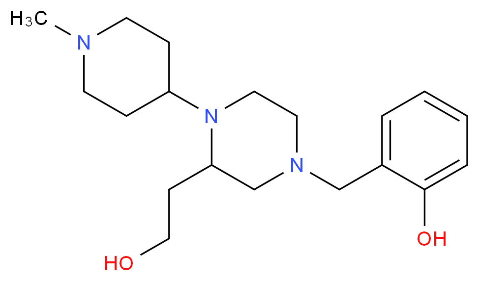 2-{[3-(2-hydroxyethyl)-4-(1-methyl-4-piperidinyl)-1-piperazinyl]methyl}phenol_分子结构_CAS_)