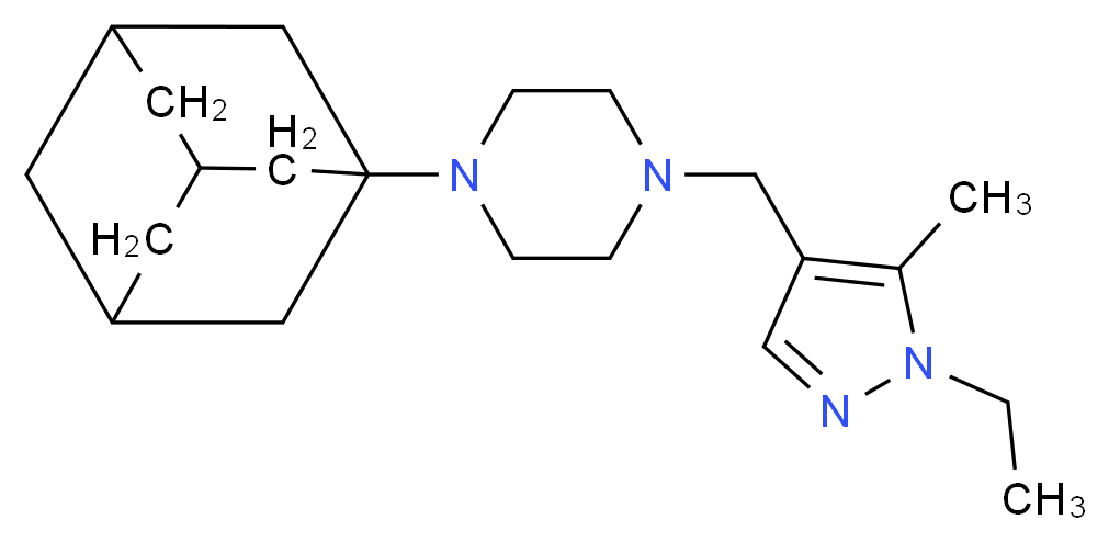 1-(1-adamantyl)-4-[(1-ethyl-5-methyl-1H-pyrazol-4-yl)methyl]piperazine_分子结构_CAS_)