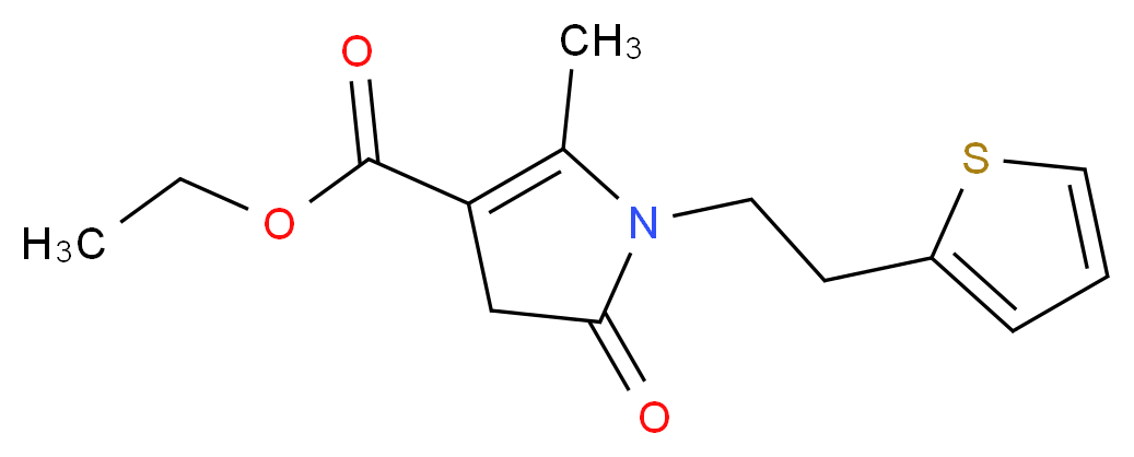 ethyl 2-methyl-5-oxo-1-[2-(thiophen-2-yl)ethyl]-4,5-dihydro-1H-pyrrole-3-carboxylate_分子结构_CAS_885949-74-6