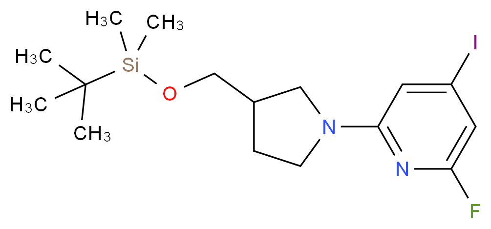 2-(3-((tert-Butyldimethylsilyloxy)methyl)-pyrrolidin-1-yl)-6-fluoro-4-iodopyridine_分子结构_CAS_)