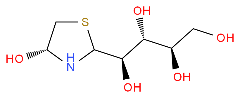 (1R,2R,3R)-1-[(4R)-4-hydroxy-1,3-thiazolidin-2-yl]butane-1,2,3,4-tetrol_分子结构_CAS_232617-15-1