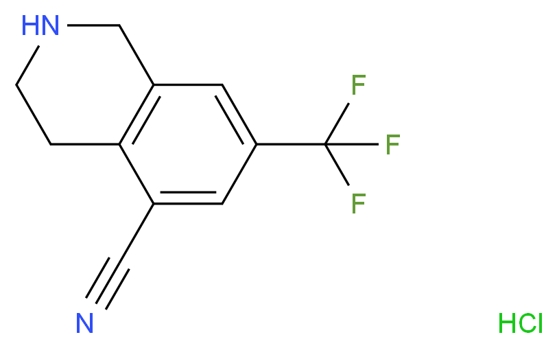 7-(Trifluoromethyl)-1,2,3,4-tetrahydroisoquinoline-5-carbonitrile hydrochloride_分子结构_CAS_1187830-66-5)