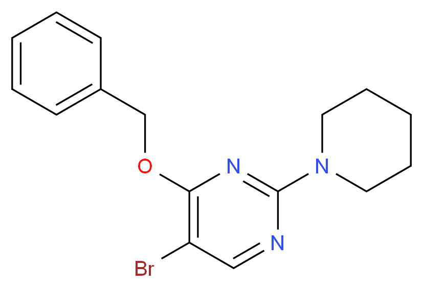 4-(benzyloxy)-5-bromo-2-(piperidin-1-yl)pyrimidine_分子结构_CAS_885952-22-7