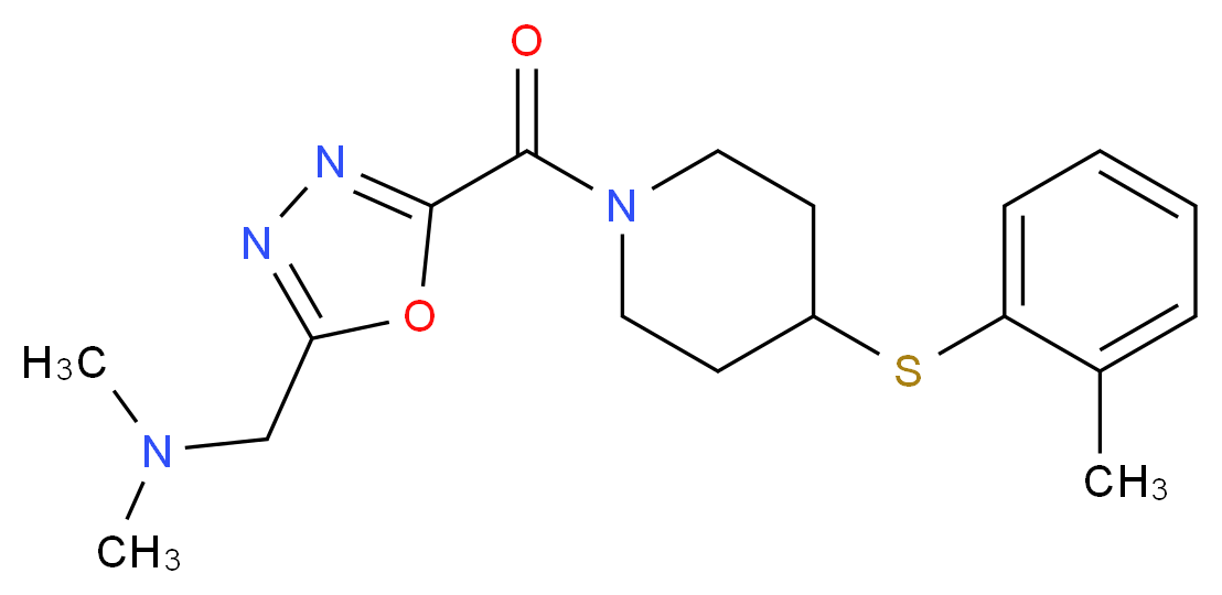 N,N-dimethyl-1-[5-({4-[(2-methylphenyl)thio]piperidin-1-yl}carbonyl)-1,3,4-oxadiazol-2-yl]methanamine_分子结构_CAS_)