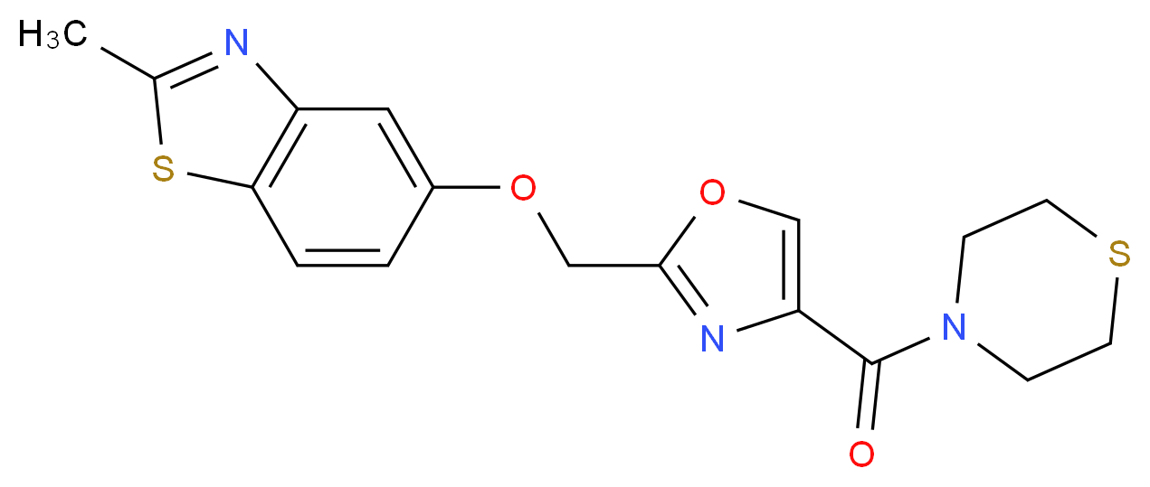 2-methyl-5-{[4-(4-thiomorpholinylcarbonyl)-1,3-oxazol-2-yl]methoxy}-1,3-benzothiazole_分子结构_CAS_)