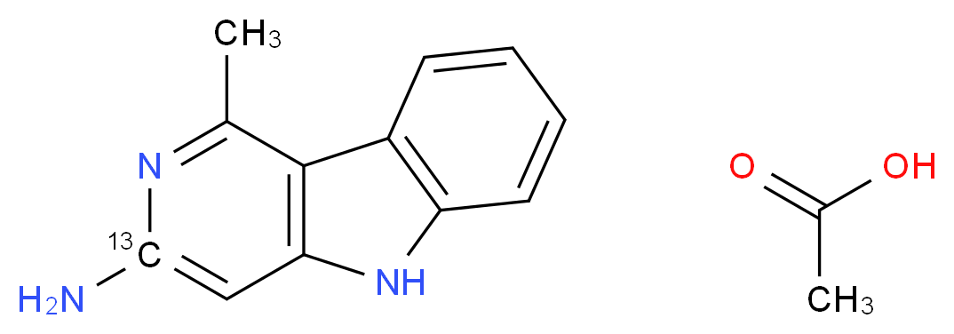 1-methyl(3-<sup>1</sup><sup>3</sup>C)-5H-pyrido[4,3-b]indol-3-amine; acetic acid_分子结构_CAS_210049-15-3