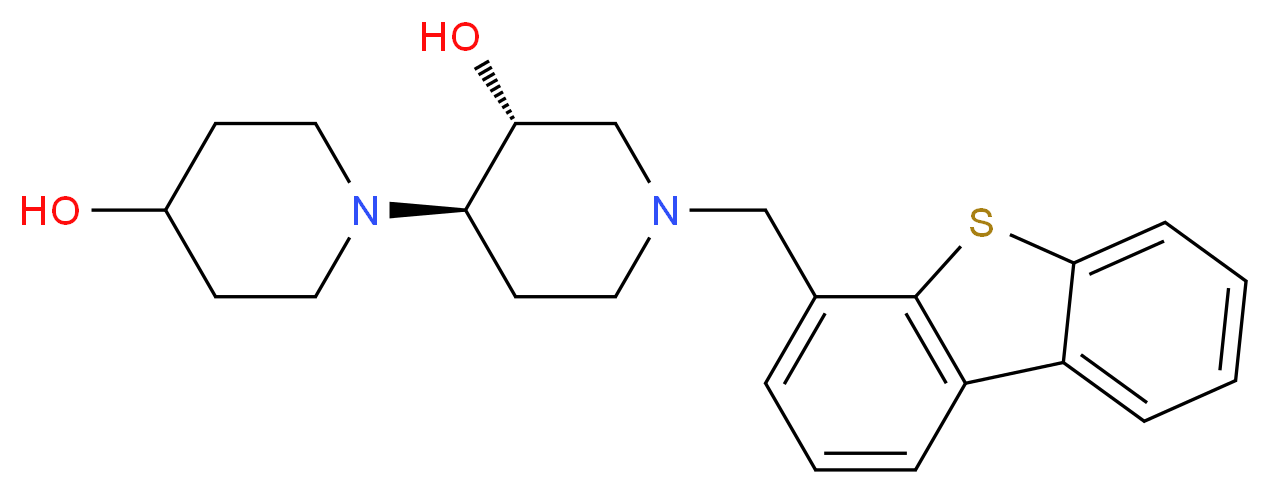 (3'R*,4'R*)-1'-(dibenzo[b,d]thien-4-ylmethyl)-1,4'-bipiperidine-3',4-diol_分子结构_CAS_)