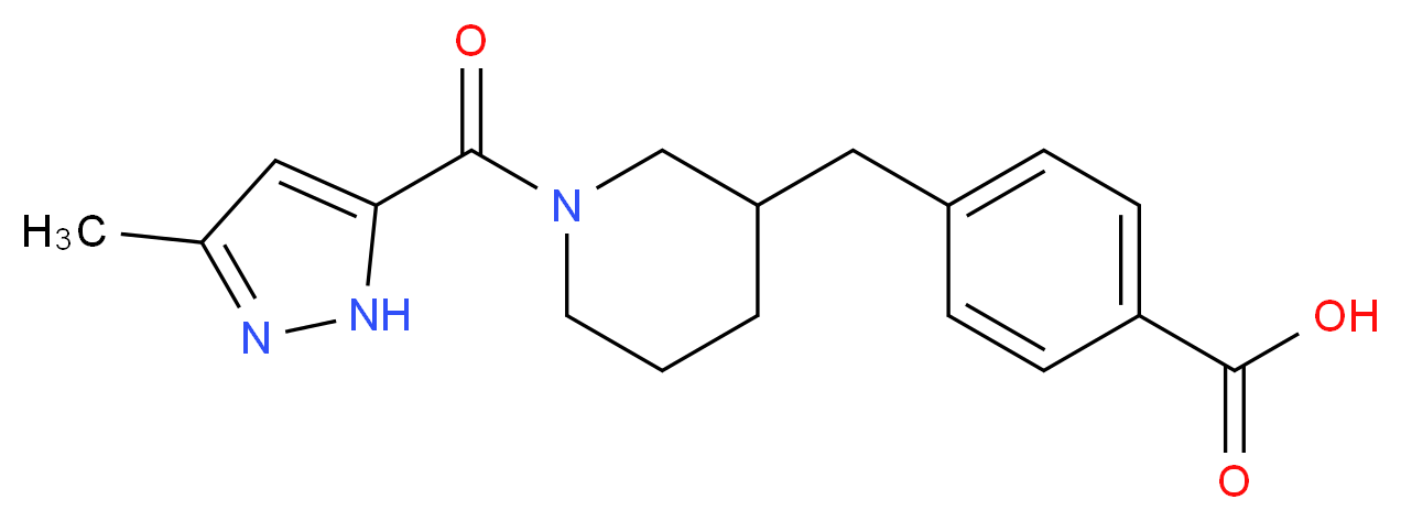 4-({1-[(3-methyl-1H-pyrazol-5-yl)carbonyl]-3-piperidinyl}methyl)benzoic acid_分子结构_CAS_)