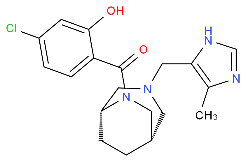 5-chloro-2-({(1S*,5R*)-3-[(4-methyl-1H-imidazol-5-yl)methyl]-3,6-diazabicyclo[3.2.2]non-6-yl}carbonyl)phenol_分子结构_CAS_)