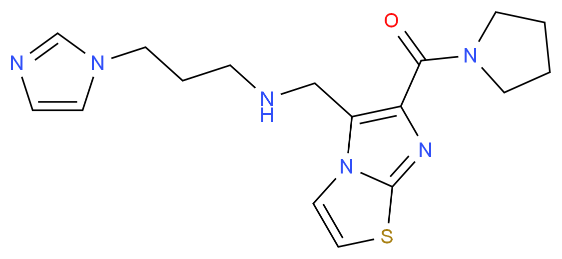 3-(1H-imidazol-1-yl)-N-{[6-(1-pyrrolidinylcarbonyl)imidazo[2,1-b][1,3]thiazol-5-yl]methyl}-1-propanamine_分子结构_CAS_)