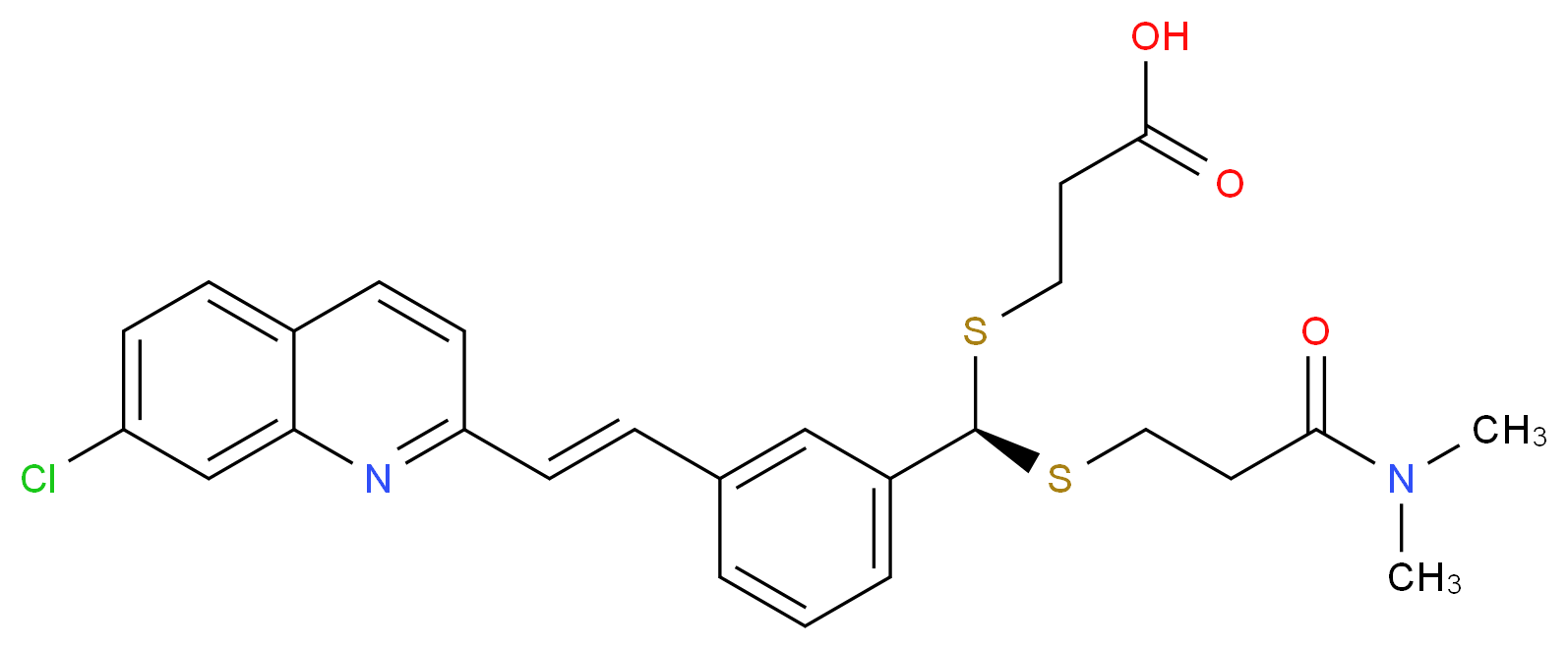 3-{[(R)-{3-[(E)-2-(7-chloroquinolin-2-yl)ethenyl]phenyl}({[2-(dimethylcarbamoyl)ethyl]sulfanyl})methyl]sulfanyl}propanoic acid_分子结构_CAS_120443-16-5