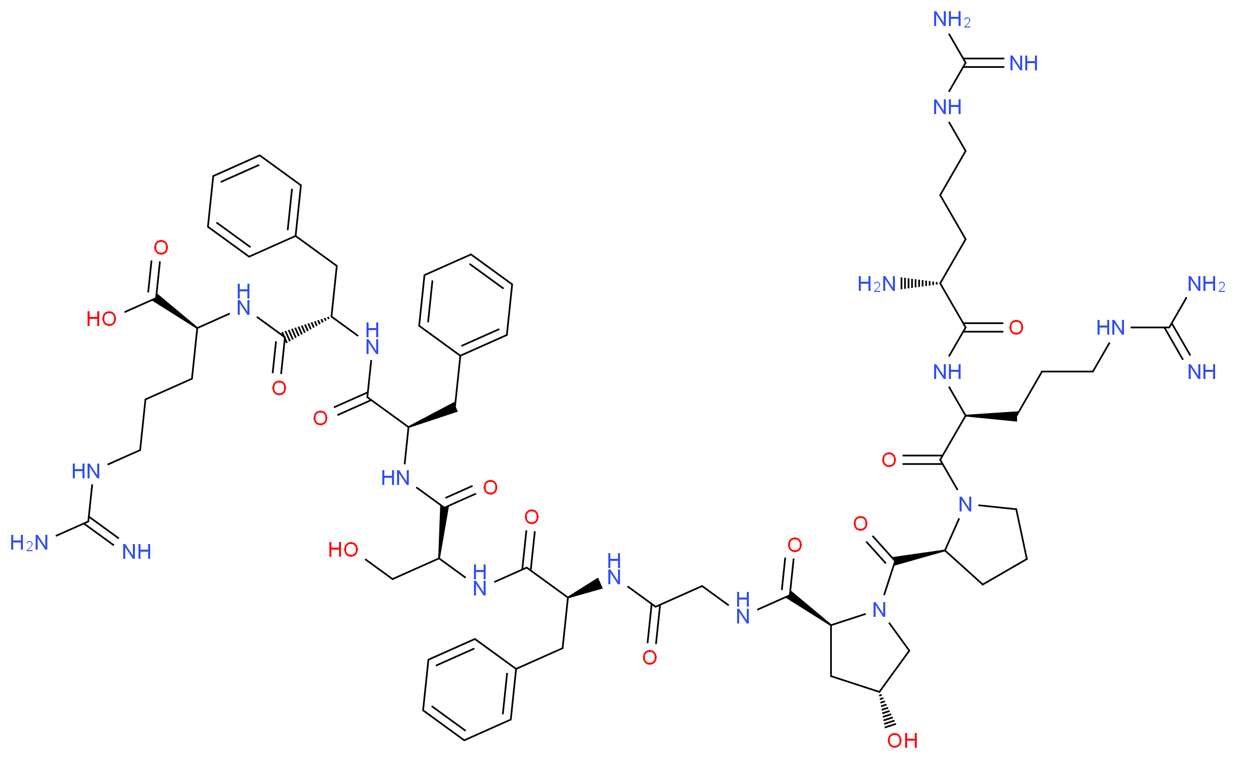 (2S)-2-[(2S)-2-[(2R)-2-[(2S)-2-[(2S)-2-(2-{[(2S,4R)-1-[(2S)-1-[(2S)-2-[(2R)-2-amino-5-carbamimidamidopentanamido]-5-carbamimidamidopentanoyl]pyrrolidine-2-carbonyl]-4-hydroxypyrrolidin-2-yl]formamido}acetamido)-3-phenylpropanamido]-3-hydroxypropanamido]-3-phenylpropanamido]-3-phenylpropanamido]-5-carbamimidamidopentanoic acid_分子结构_CAS_109333-26-8