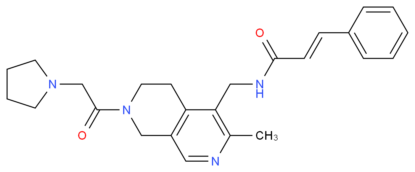 (2E)-N-{[3-methyl-7-(1-pyrrolidinylacetyl)-5,6,7,8-tetrahydro-2,7-naphthyridin-4-yl]methyl}-3-phenylacrylamide_分子结构_CAS_)