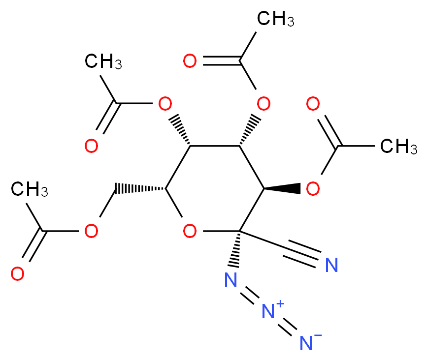 [(2R,3S,4S,5R,6R)-3,4,5-tris(acetyloxy)-6-azido-6-cyanooxan-2-yl]methyl acetate_分子结构_CAS_168567-90-6