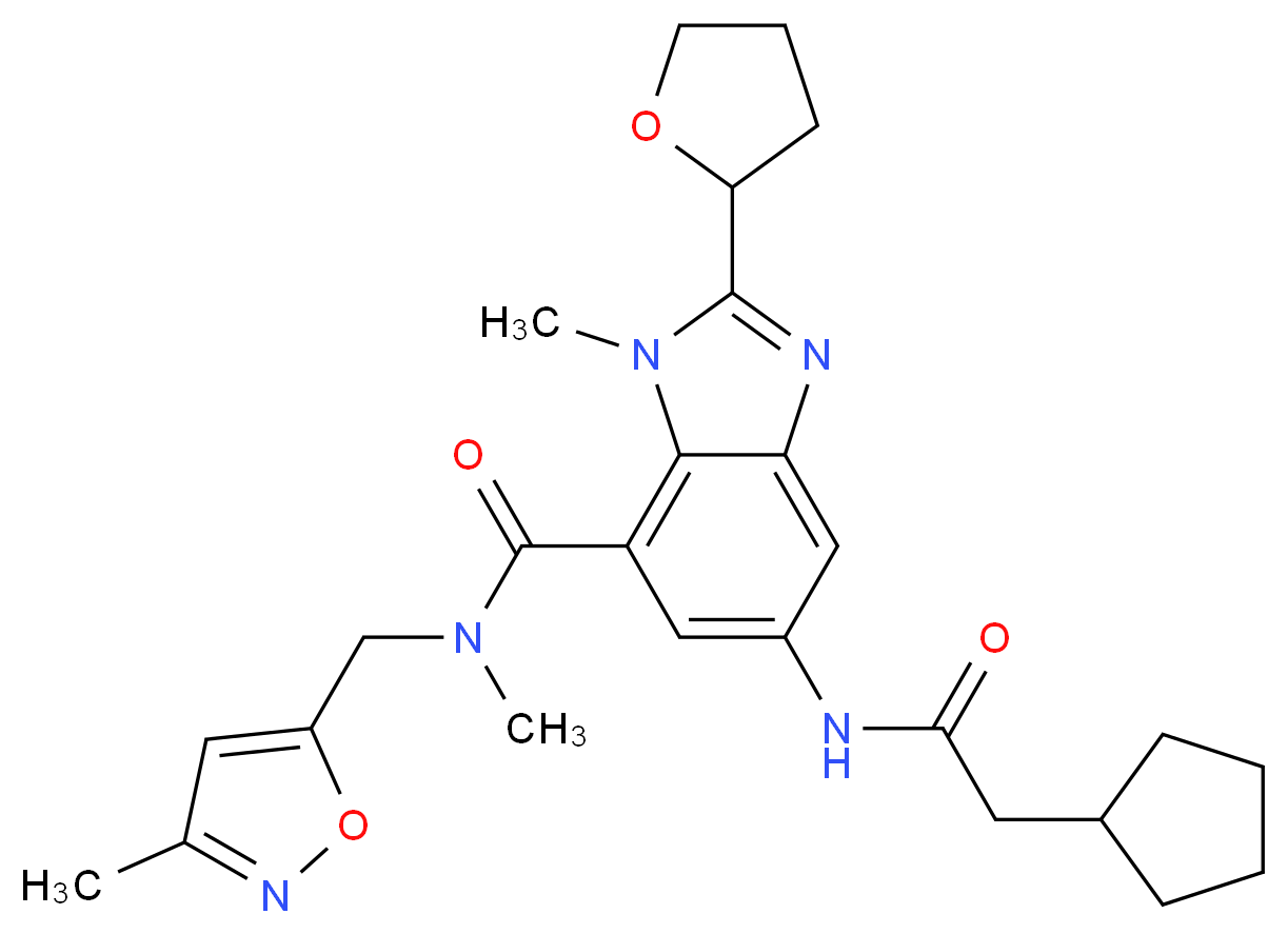 5-[(cyclopentylacetyl)amino]-N,1-dimethyl-N-[(3-methyl-5-isoxazolyl)methyl]-2-(tetrahydro-2-furanyl)-1H-benzimidazole-7-carboxamide_分子结构_CAS_)