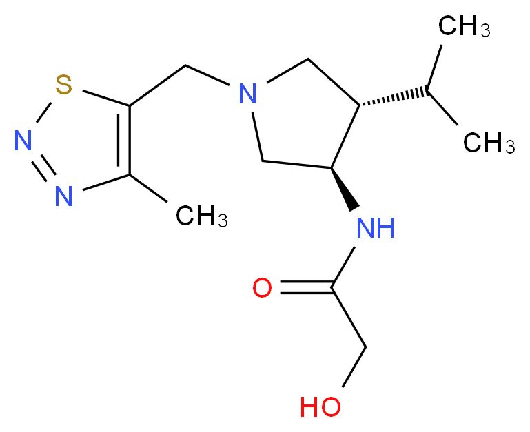 2-hydroxy-N-{(3R*,4S*)-4-isopropyl-1-[(4-methyl-1,2,3-thiadiazol-5-yl)methyl]-3-pyrrolidinyl}acetamide_分子结构_CAS_)
