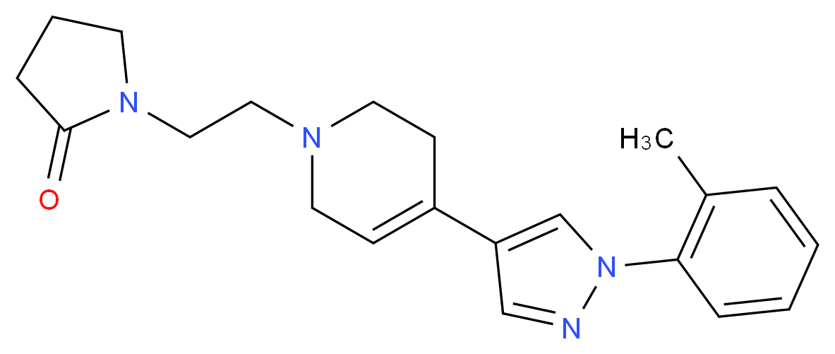 1-{2-[4-[1-(2-methylphenyl)-1H-pyrazol-4-yl]-3,6-dihydropyridin-1(2H)-yl]ethyl}pyrrolidin-2-one_分子结构_CAS_)