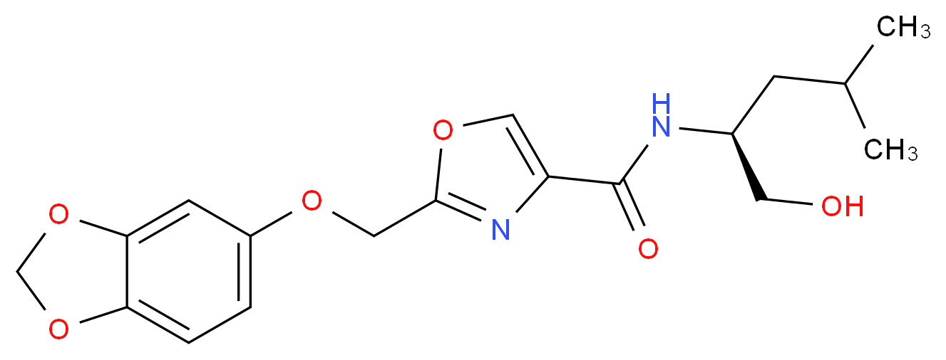 2-[(1,3-benzodioxol-5-yloxy)methyl]-N-[(1S)-1-(hydroxymethyl)-3-methylbutyl]-1,3-oxazole-4-carboxamide_分子结构_CAS_)
