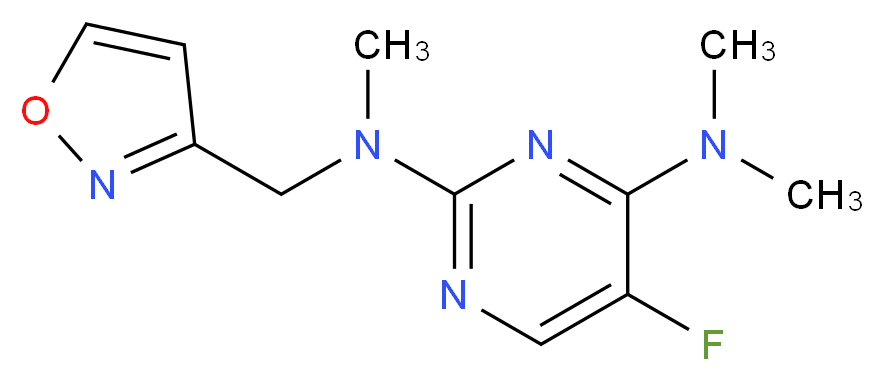 5-fluoro-N~2~-(isoxazol-3-ylmethyl)-N~2~,N~4~,N~4~-trimethylpyrimidine-2,4-diamine_分子结构_CAS_)
