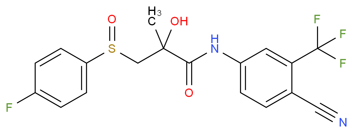 N-[4-cyano-3-(trifluoromethyl)phenyl]-3-(4-fluorobenzenesulfinyl)-2-hydroxy-2-methylpropanamide_分子结构_CAS_945419-64-7