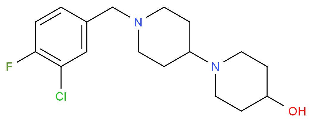 1'-(3-chloro-4-fluorobenzyl)-1,4'-bipiperidin-4-ol_分子结构_CAS_)