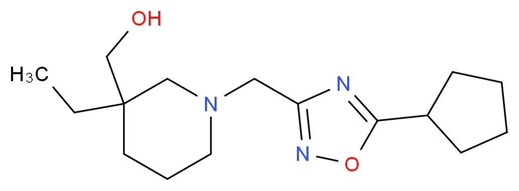 {1-[(5-cyclopentyl-1,2,4-oxadiazol-3-yl)methyl]-3-ethylpiperidin-3-yl}methanol_分子结构_CAS_)