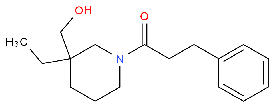 [3-ethyl-1-(3-phenylpropanoyl)-3-piperidinyl]methanol_分子结构_CAS_)