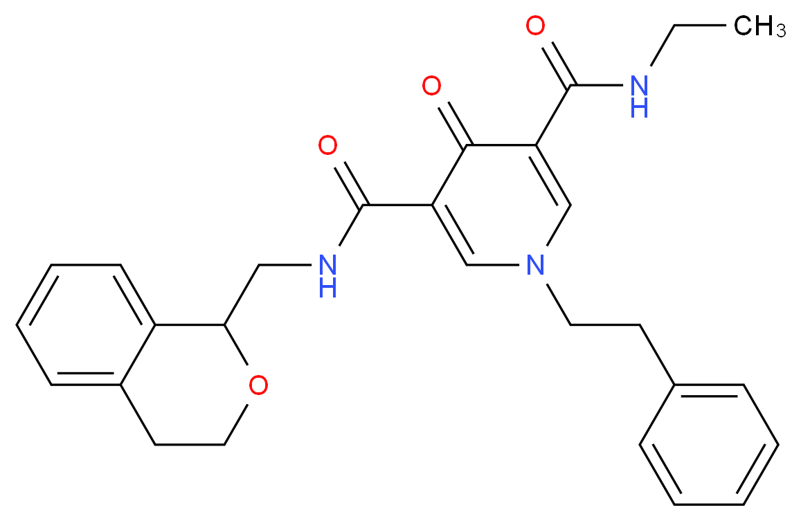 N-(3,4-dihydro-1H-isochromen-1-ylmethyl)-N'-ethyl-4-oxo-1-(2-phenylethyl)-1,4-dihydro-3,5-pyridinedicarboxamide_分子结构_CAS_)