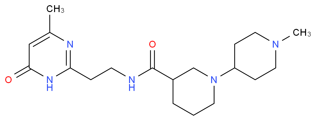 1'-methyl-N-[2-(4-methyl-6-oxo-1,6-dihydropyrimidin-2-yl)ethyl]-1,4'-bipiperidine-3-carboxamide_分子结构_CAS_)
