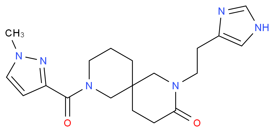 2-[2-(1H-imidazol-4-yl)ethyl]-8-[(1-methyl-1H-pyrazol-3-yl)carbonyl]-2,8-diazaspiro[5.5]undecan-3-one_分子结构_CAS_)