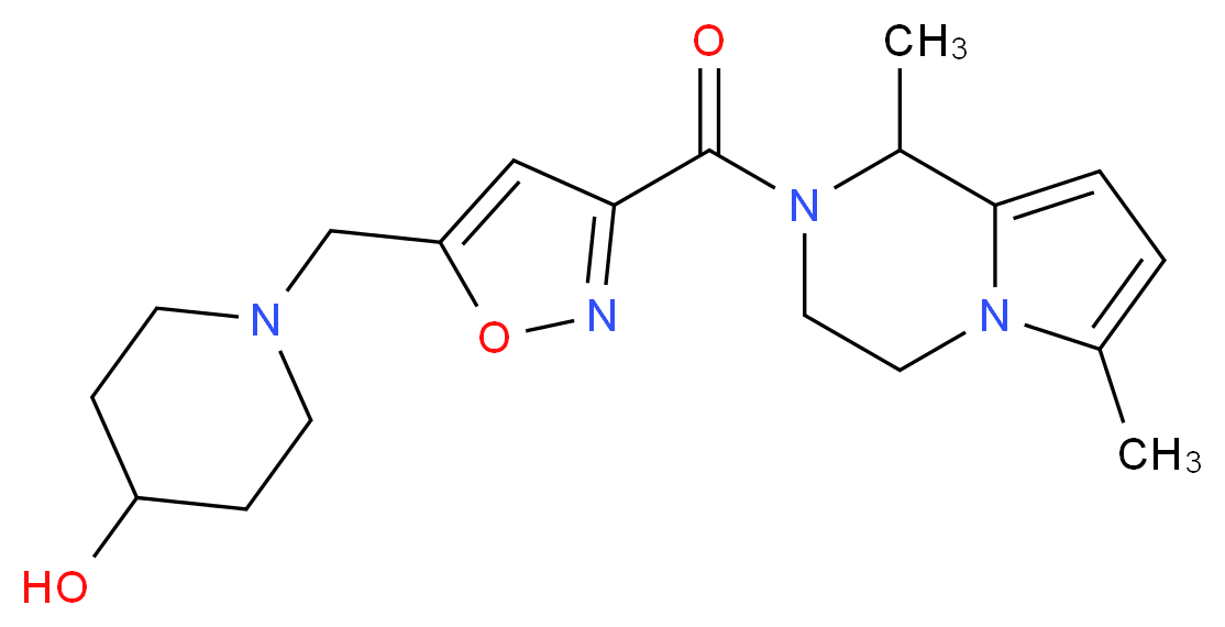 1-({3-[(1,6-dimethyl-3,4-dihydropyrrolo[1,2-a]pyrazin-2(1H)-yl)carbonyl]isoxazol-5-yl}methyl)piperidin-4-ol_分子结构_CAS_)