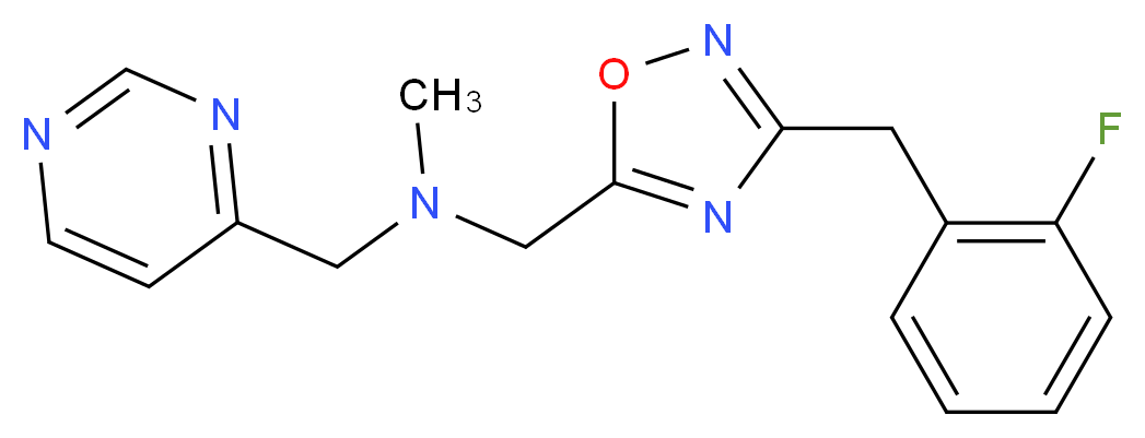 1-[3-(2-fluorobenzyl)-1,2,4-oxadiazol-5-yl]-N-methyl-N-(4-pyrimidinylmethyl)methanamine_分子结构_CAS_)