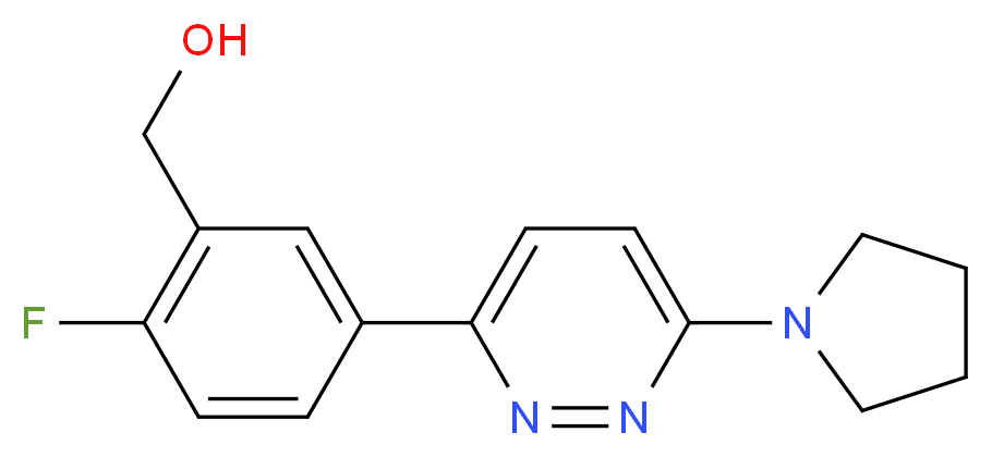 [2-fluoro-5-(6-pyrrolidin-1-ylpyridazin-3-yl)phenyl]methanol_分子结构_CAS_)