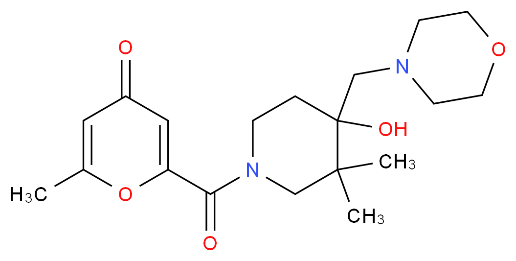 2-{[4-hydroxy-3,3-dimethyl-4-(morpholin-4-ylmethyl)piperidin-1-yl]carbonyl}-6-methyl-4H-pyran-4-one_分子结构_CAS_)