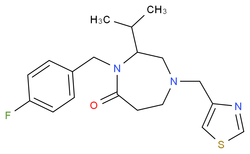 4-(4-fluorobenzyl)-3-isopropyl-1-(1,3-thiazol-4-ylmethyl)-1,4-diazepan-5-one_分子结构_CAS_)