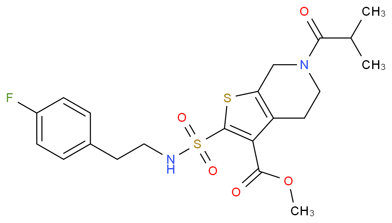 methyl 2-({[2-(4-fluorophenyl)ethyl]amino}sulfonyl)-6-isobutyryl-4,5,6,7-tetrahydrothieno[2,3-c]pyridine-3-carboxylate_分子结构_CAS_)