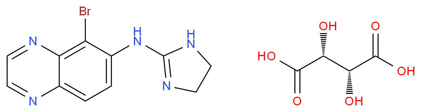 (2R,3R)-2,3-dihydroxybutanedioic acid; 5-bromo-N-(4,5-dihydro-1H-imidazol-2-yl)quinoxalin-6-amine_分子结构_CAS_70359-46-5