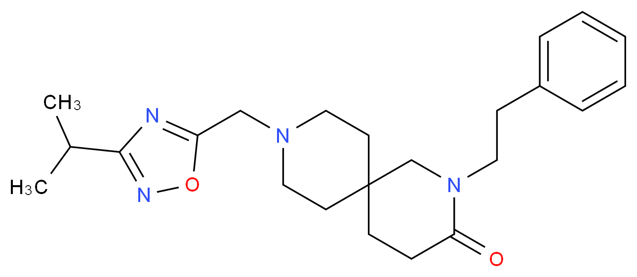 9-[(3-isopropyl-1,2,4-oxadiazol-5-yl)methyl]-2-(2-phenylethyl)-2,9-diazaspiro[5.5]undecan-3-one_分子结构_CAS_)
